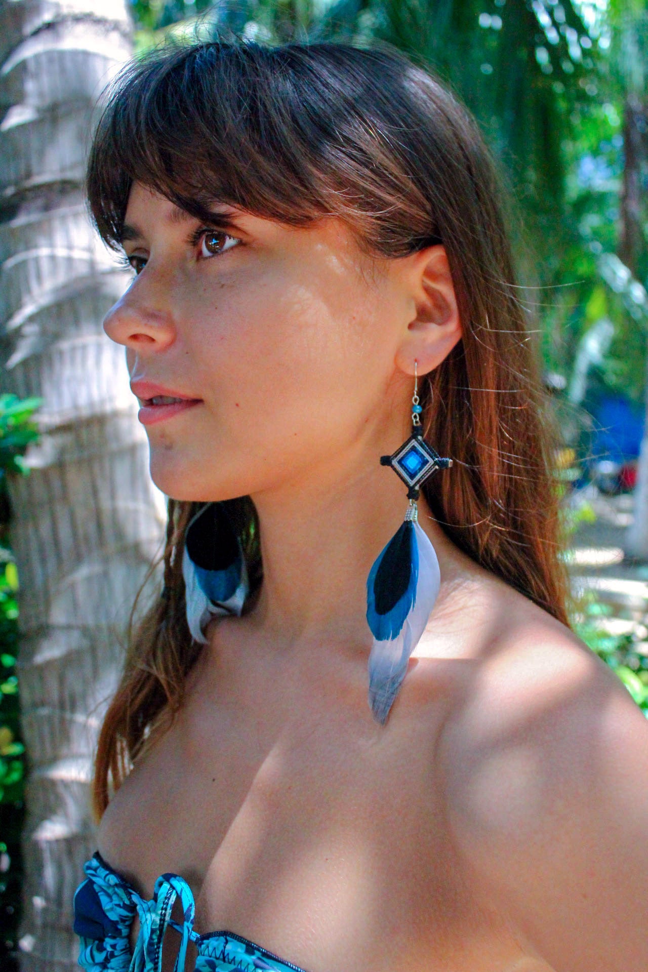 Ojo de Dios Feather Earrings