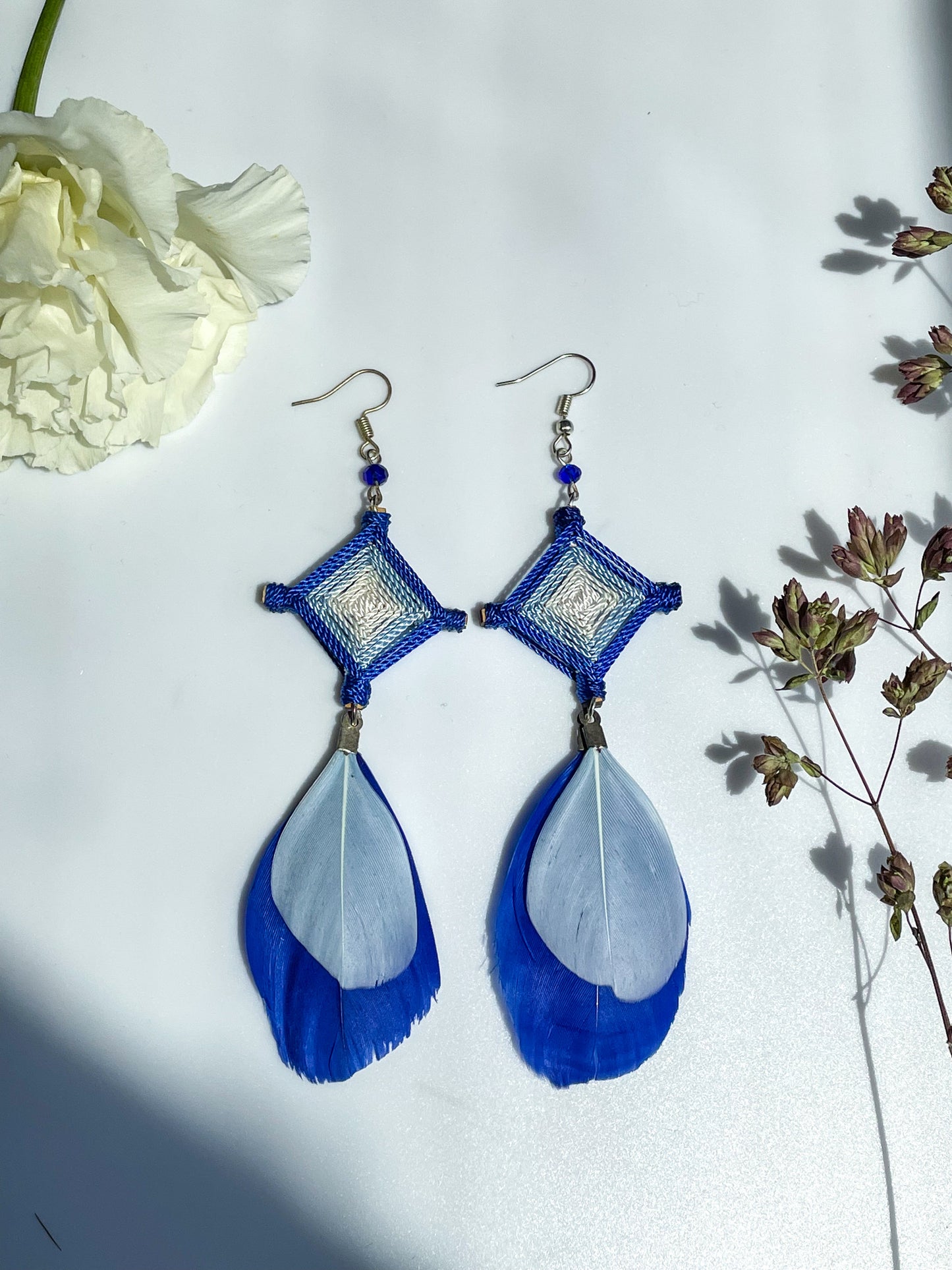 Ojo de Dios Feather Earrings