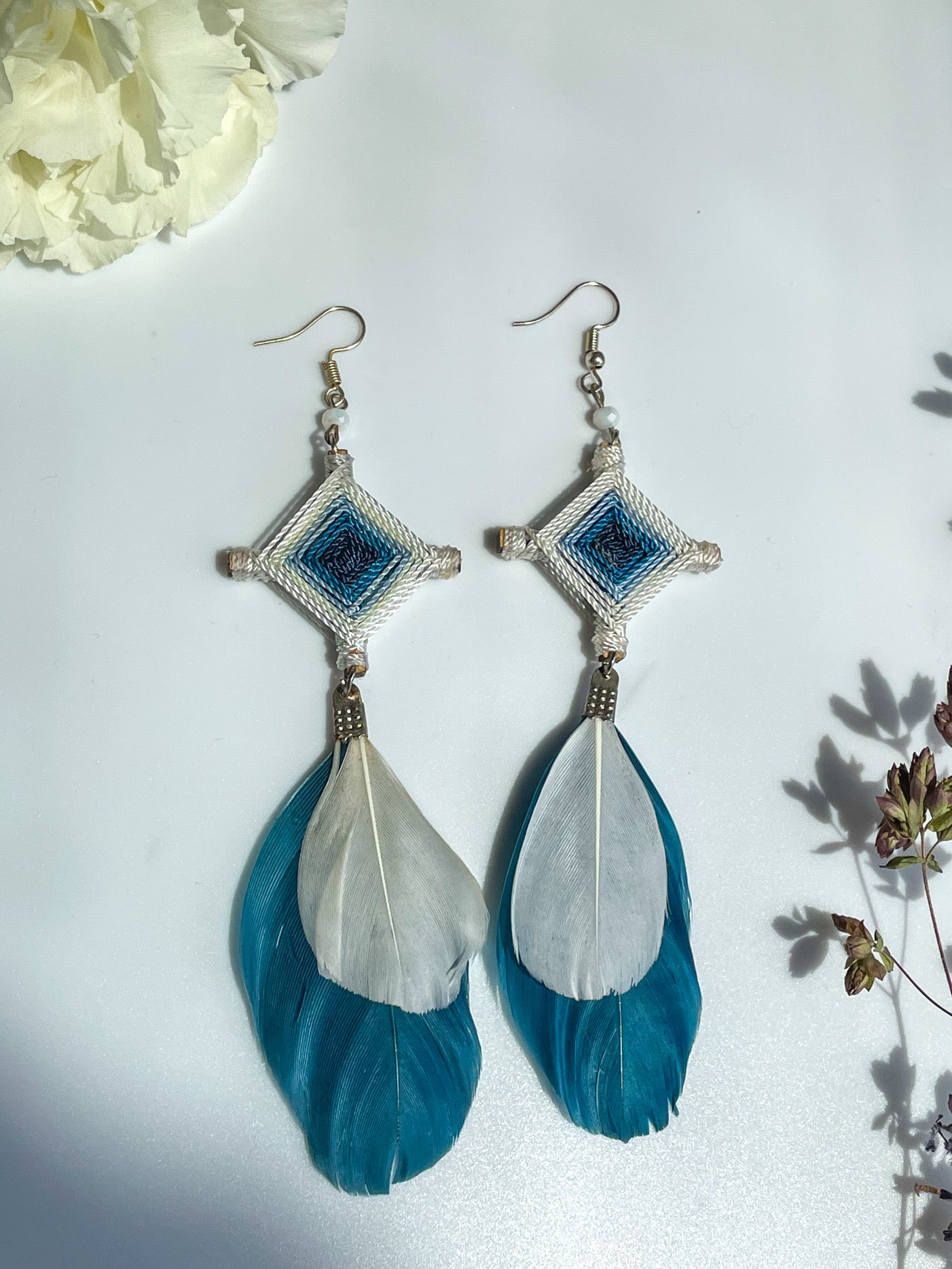 Ojo de Dios Feather Earrings